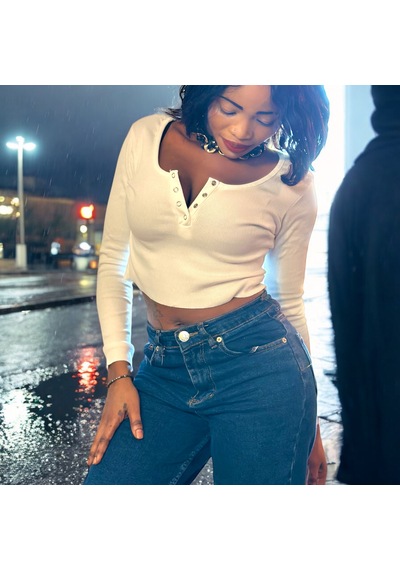 İbeeka Yeni Sezon Havuz Yaka Kesim Çıtçıt Yakalı Pamuk Kaşkorse Crop Body / Bluz Beyaz Renk Beyaz