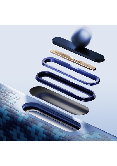 Apple Uyumlu iPhone 18 Pro Kılıf M-safeli Yükseltilmiş Çerçeveli Benks Armorgrid Armoredge X9 Kevlar Karbon Laciv Lacivert