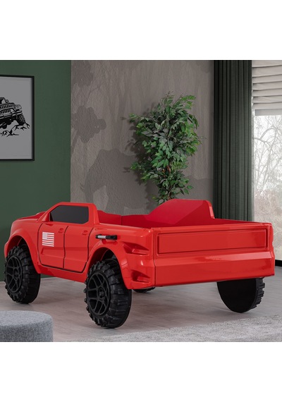 Setaymobilya Arabalı Yatak, Pickup Ledli Arabalı Yatak, 100X190 - Kırmızı