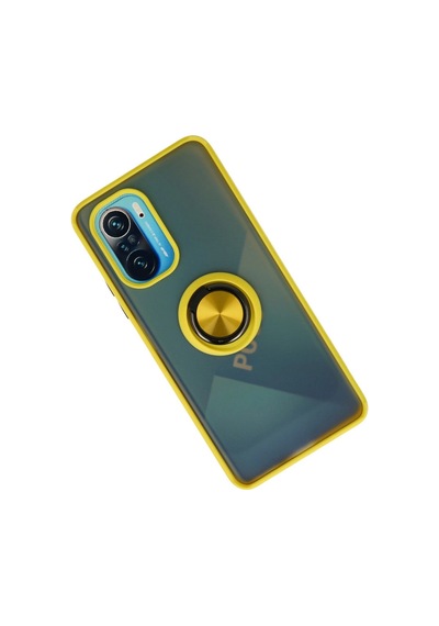 Xiaomi Redmi K40 Kılıf Montreal Yüzüklü Silikon Kapak - Sarı 0bebe