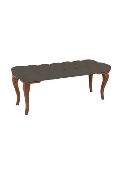 Gazzini Classic Lükens Gürgen Ayak Chester Model Kapitoneli Antrasit Puf Bench - Ceviz Ayak