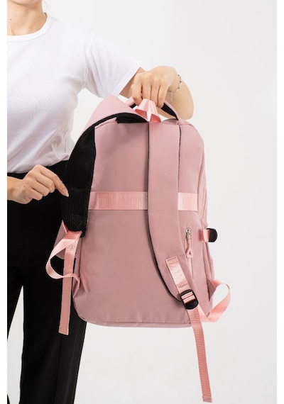 Ventis Unisex Kalemlikli Okul Çantası Lise Ortaokul 2'li Set Sırt Çantası 43 30 Cm Çok Cepli Vnt7-a Pembe