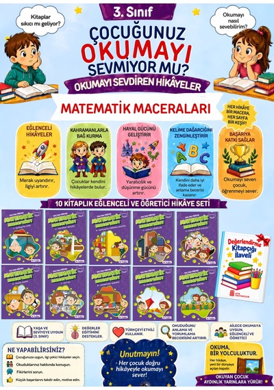 3.sınıflar İçin Öğretmen Tavsiyeli Kolay Okutan 10'lu Hikaye Seti