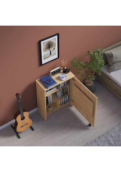 Asra Trend Fonksiyonel Kitaplık MD002 %100 MDF Katlanır Çalışma Masası Safir Meşe