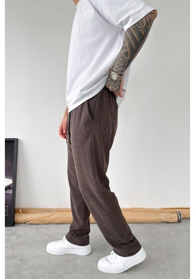 Kahverengi Fitilli Basic Relaxed Pantolon