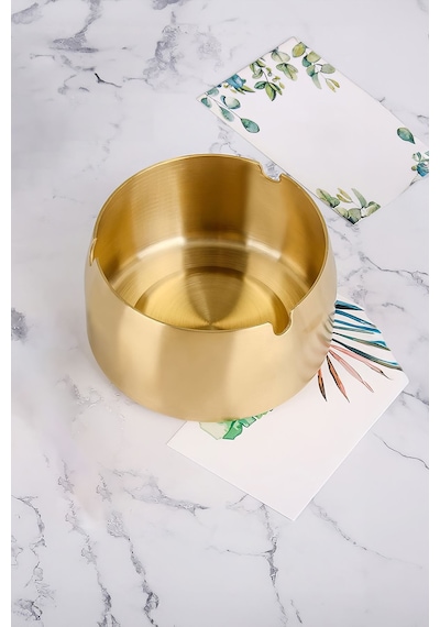 Çelik Gold 8 Cm Derin Kafe Restaurant Lokanta Yuvarlak Kül Tablası Küllük Mt173s