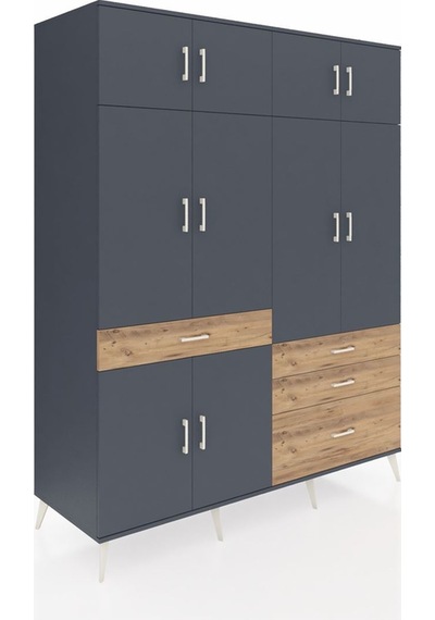 Kronos Gardrop 5 Raflı 4 Çekmeceli 2 Askılı 176x59x221 Antrasit-antrasit/çam Antrasit/çam Kronos Gardrop 5 Raflı 4 Çekmeceli 2 Askılı 176x59x221 Antrasit-antrasit/çam Antrasit/çam