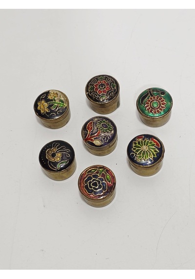 Antika Cloisonne Minyatür Kutu 2,3cm 7 Adet