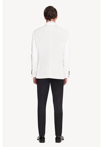 Ysf Erkek Krem Slim Fit Sivri Yaka Kadife Damatlık