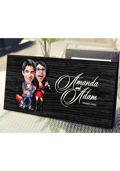Bk Gift Kişiye Özel Sevgililer Karikatürlü Antik Siyah Ebony Ahşap Tabela-1, Dekoratif Tabela, Rustik Ev Dekorasyonu, Duvar Dekoru