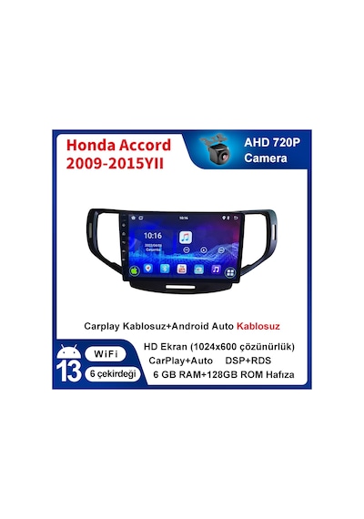 Honda Accord 2009 2015yıl Carplay 9inç 6/128gb Multimedya