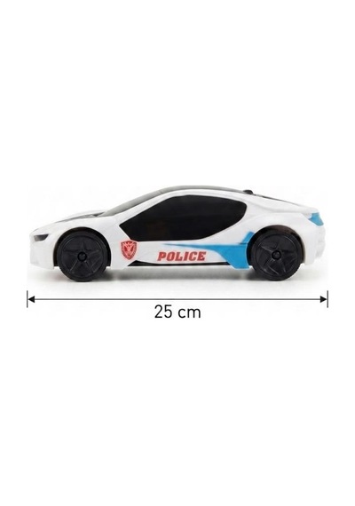 Çarp Dön Araba 1:18 Ölçekli 25 Cm Müzikli Ve 3d Işıklı Pilli Eğlenceli Oyuncak Polis Arabası Beyaz