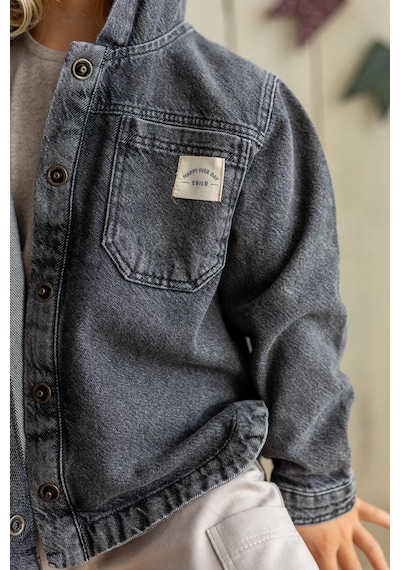 Oliven The Kid Oliventhekid Unisex Kapüşonlu Kot Ceket Siyah Siyah