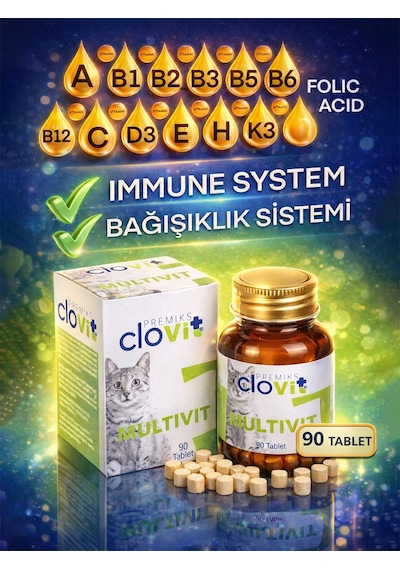 Clovit Multivit kediler için multivitamin ve amino asit takviyes