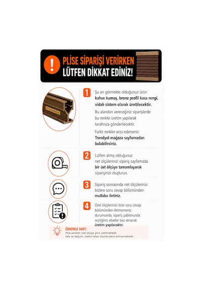 Plise Perde Kahverenk Kumaş + Bronz Profil Kasa Cam Balkon Perdesi