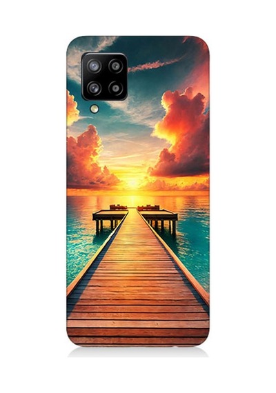 Samsung Galaxy A42 5g Uyumlu Gün Batımına Uzanan İskele Desenli Silikon Kılıf Çok Renkli
