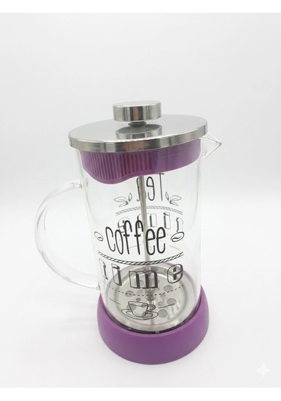 French Press - Filtre Kahve Ve Bitki Çayı Demliği 600 Ml Mor Çok Renkli