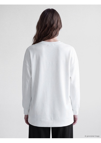 Lcw Modest Beyaz Nakışlı Soft Touch Kadın Sweatshirt Tunik