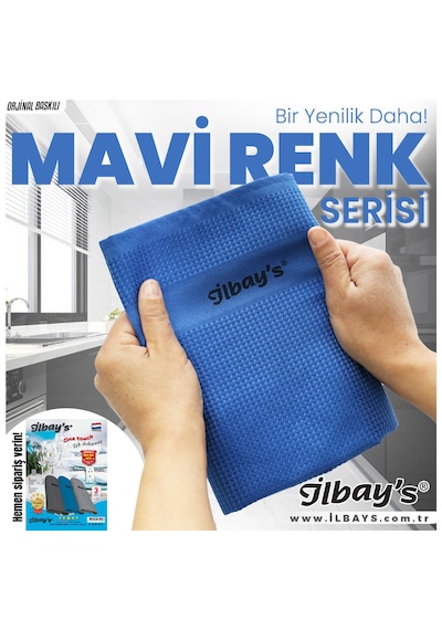 İlbay's 3 Lü Mavi Renk Serisi Mik. Fib. Tem.bezi 40x60cm