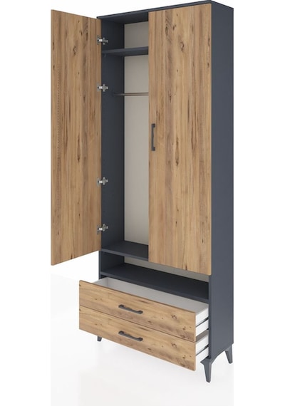 Arges Dolap 3 Raflı 2 Çekmeceli Tek Askılı 88x30x221 Antrasit... Antrasit Arges Dolap 3 Raflı 2 Çekmeceli Tek Askılı 88x30x221 Antrasit... Antrasit