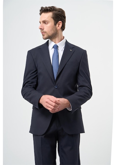 İmza Lacivert Çizgili Mono Yaka Astarlı 6 Drop Slim Fit Dar Kesim Takım Elbise 1001245102 Koyu Lacivert İmza Lacivert Çizgili Mono Yaka Astarlı 6 Drop Slim Fit Dar Kesim Takım Elbise 1001245102 Koyu Lacivert