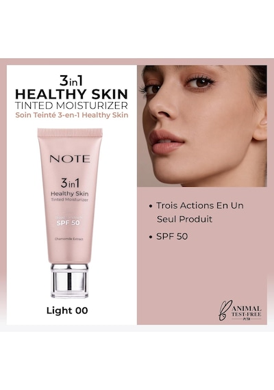 Ayrex Cosmetics 3 İn 1 Healthy Skin Light Tinted Moisturizer 50 Spf Renk Ton Eşitleyici Aydınlatıcı Krem, 00 Açık