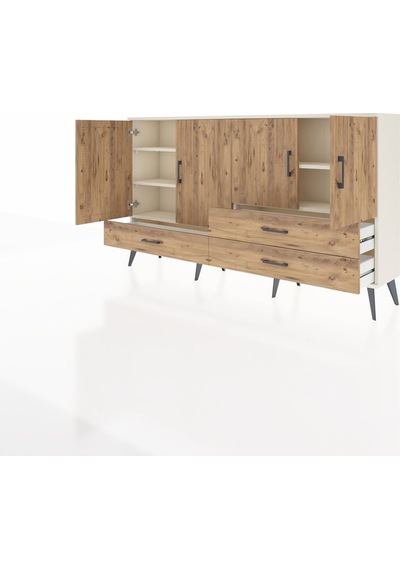 Arges Konsol 5 Raflı 3 Çekmeceli 4 Kapaklı 176x30x99 Aytaşı-çam Aytaşı-çam