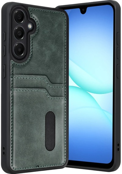 Samsung Galaxy Uyumlu - A57 5g Sara Kartvizitli Deri Kılıf - Yeşil