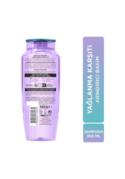 Elseve L'oreal Paris Elseve Hydra Hyaluronic Pure Salisilik Asit İçeren Yağlanma Karşıtı Arındırıcı Şampuan 300 Ml