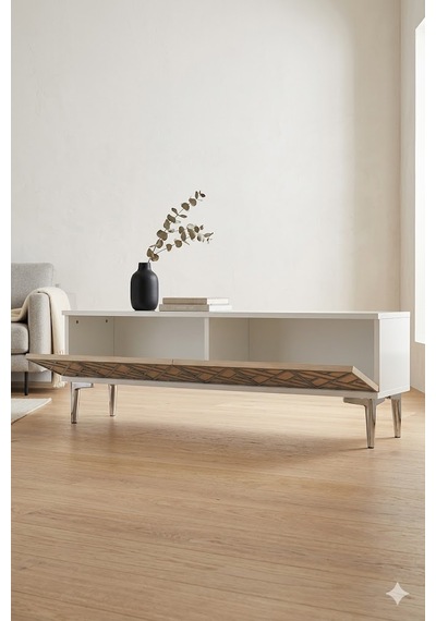 Tsa1238bts Arex Tv Sehpası Beyaz-traverten-silver 120cm