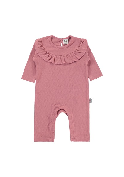 Civil Baby Jakarlı Ribana 3-18 Ay Tulum - Pembe gül kurusu