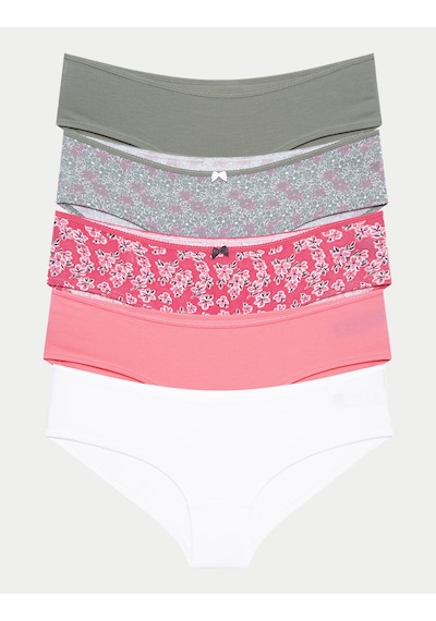 Marks & Spencer 5'li Cotton Lycra Short Külot Seti T61005102X Pembe