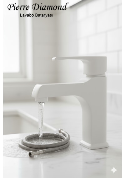 590-1 Lavabo Bataryası Lüks Ağır Tip Sabit Banyo Lavabo Musluğu Siyah Beyaz Gold Krom Beyaz