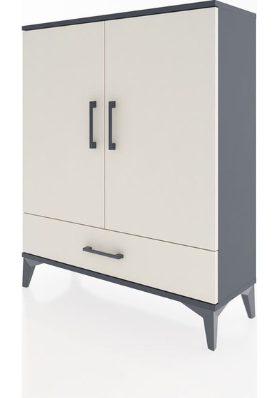 Arges Şifonyer 2 Raflı Tek Çekmeceli 2 Kapaklı 88x30x106 Antrasit-aytaşı Antrasit