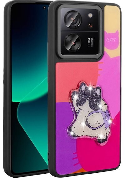 Xiaomi Mi 13t Kılıf Parlayan Kabartmalı İkonik Figürlü Amas Silikon Kapak