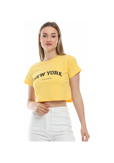 Kadın Newyork Baskılı Tişort Spr21y15 001