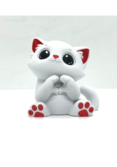 Sevimli Beyaz Kedi 3d Figürü
