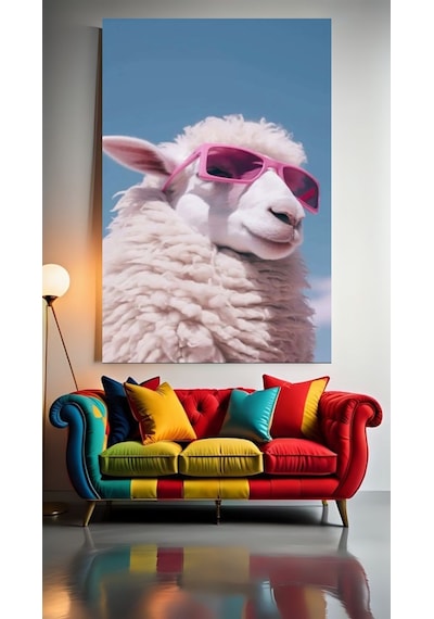 Cool Koyun V1 Ev Duvar Salon Güzellik Salonu Ofis Dükkan Dekarasyon Kanvas Tablo