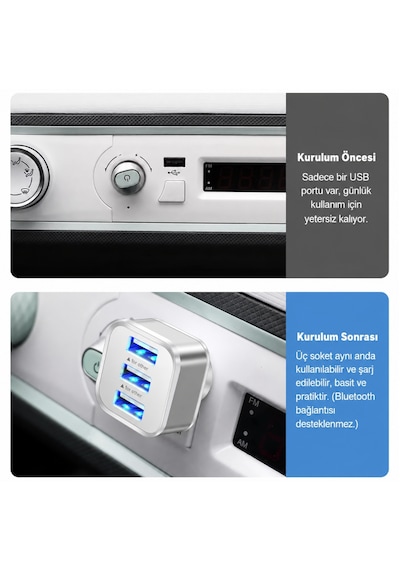 Alfais 6075 Usb Hub 3 Port Çoklayıcı Adaptör Bilgisayar Laptop Araç Şarj Çoklu Çoğaltıcı