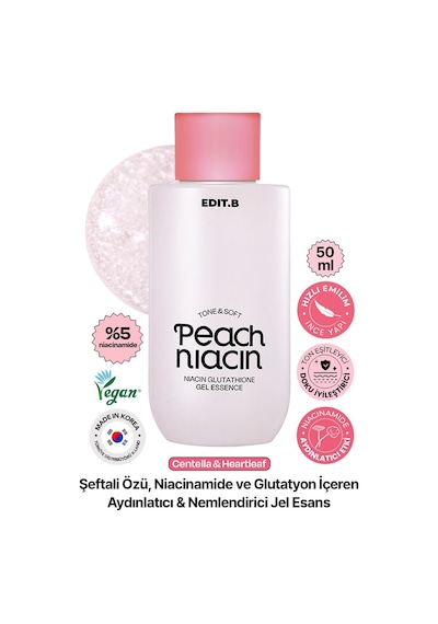 Edıtb Niasinamid ve Glutatyon İçeren Aydınlatıcı Jel Esans Edit.b Peach Niacin Glutathione Gel