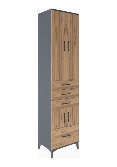 Hyperion Dolap 4 Raflı 4 Çekmeceli 4 Kapaklı 60x44x243 Antrasit-çam Antrasit Hyperion Dolap 4 Raflı 4 Çekmeceli 4 Kapaklı 60x44x243 Antrasit-çam Antrasit