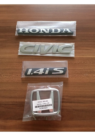 Honda Civic 1.4is Arka Bagaj Yazısı Arka Bagaj Arması Seti 1998 - 2000 Modeller Arası Uyumlu