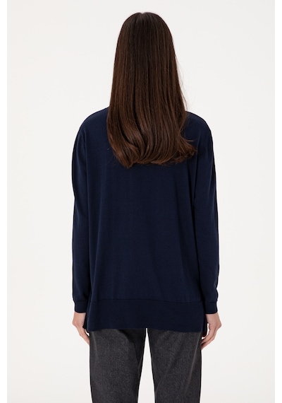 U.S. Polo Assn. Kadın Lacivert Bisiklet Yaka Basic Kazak 50288951-VR033