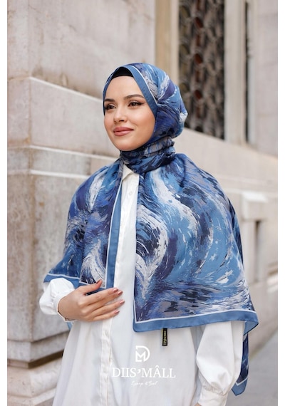 Mimiyum Authera Desen Soft Şal Mavi