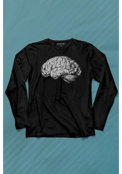 İnsan Beyni Kafayı Kulllan Beyin Zeka Uzun Kollu Tişört Baskılı T-shirt 001