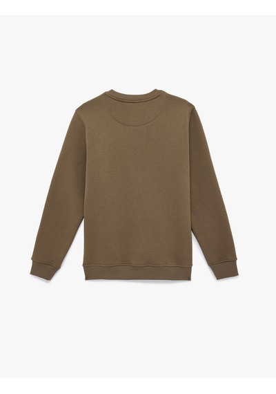 Koton Pamuklu Uzun Kollu Şardonlu Bisiklet Yaka Erkek Basic Sweatshirt Vizon 6wam70017mk Vizon