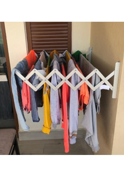Çamaşır Kurutma Askısı Balkon Elbise Kurutma Askılığı 70Cm 9 Lu Gri