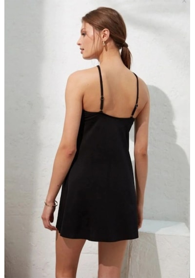 Pierre Cardin Kadın Düz Siyah Slip Alt Halter Yakalı Elbise Mayo Siyah