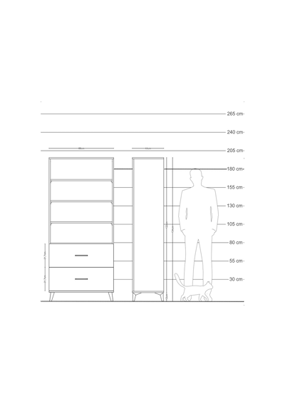Hyperion Dolap 4 Raflı 2 Çekmeceli 88x44x195 Antrasit-çam Antrasit