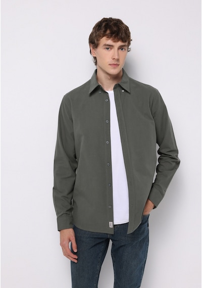 Colin's Colins Regular Fit Shirt Neck Düz Erkek Yeşil Uzun Kol Gömlek Cl1073845 Q1.v2 Kha Haki